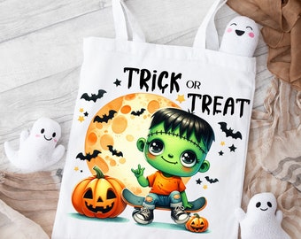 Halloween Sublimation Design, Frankenstein, Personalization PNG Digital Download - Trick or Treat Tote Mug Tshirt Tumbler Sublimation