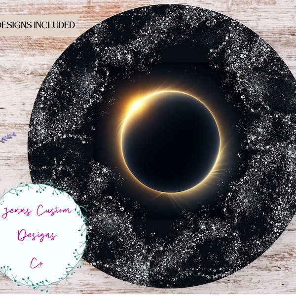 Total Solar Eclipse 2024 Sublimation Round Door Hanger Design PNG, Sublimation Design for 12 Inch Round, Digital Download ONLY PNG