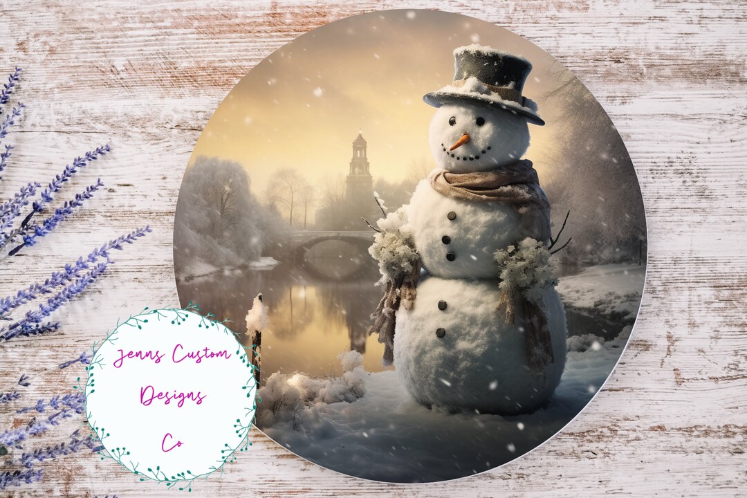 Realistic Snowman Sublimation Round Door Hanger Design PNG, Sublimation ...