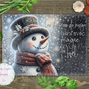 Snowman, Christmas Magic, French Cutting Board Design Download, Christmas Cutting Board PNG, Cutting Board Printable PNG, Cutting Board PNG