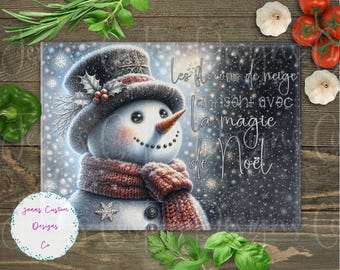 Snowman, Christmas Magic, French Cutting Board Design Download, Christmas Cutting Board PNG, Cutting Board Printable PNG, Cutting Board PNG