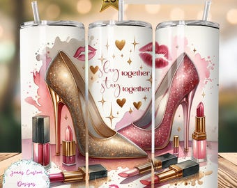 Galentine, salto alto, batom, Slay 20 oz Skinny Tumbler Sublimation Design Download digital PNG instantâneo SOMENTE DIGITAL, Tumbler Wrap