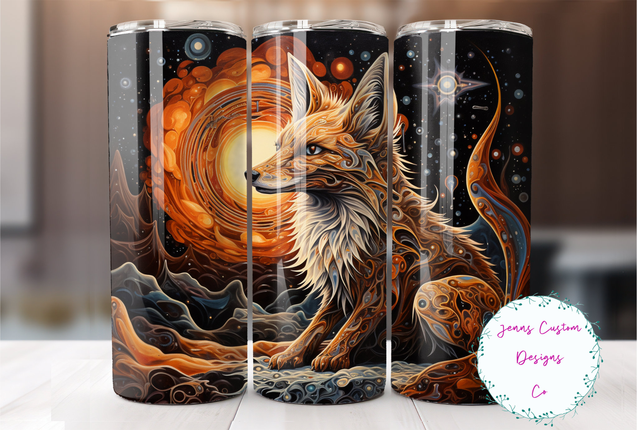 Cute Celestial Fox 20 Oz Skinny Tumbler Sublimation Design Digital ...