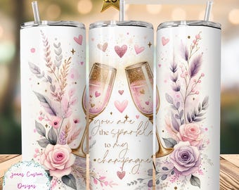 Galentine, Sparkle to my Champagne 20 oz Skinny Tumbler Sublimação Design Digital Download PNG Instantâneo SOMENTE DIGITAL, Galentine Tumbler Wrap