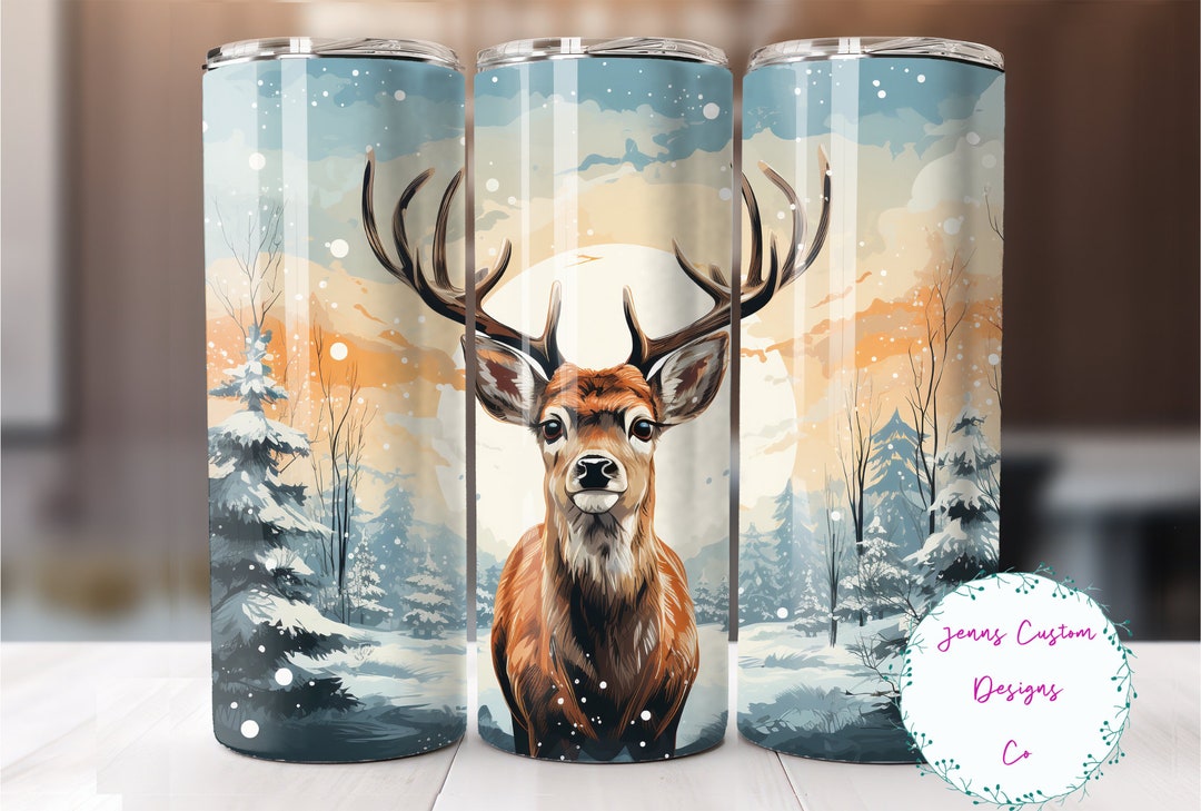 Buck Whitetail Deer 20 Oz Skinny Tumbler Sublimation Design Digital ...