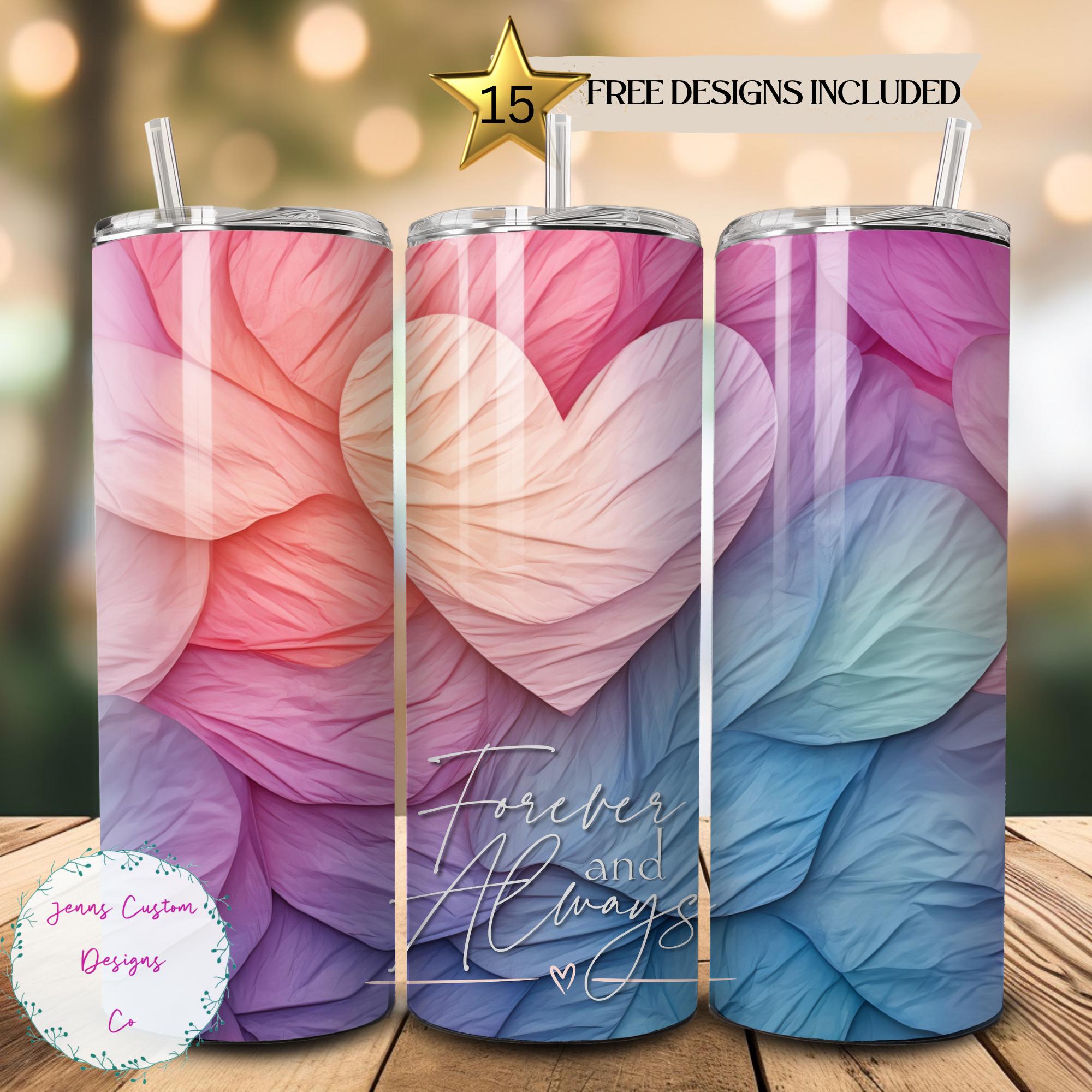 Forever and Always Pastel Valentine Heart 20oz Skinny Tumbler Forever and Always Pastel Valentine Heart 20oz Skinny Tumbler