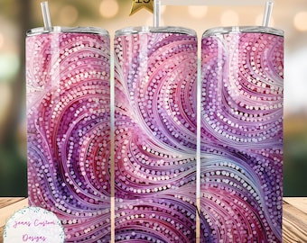 Pretty Pink and Purple Abstract Pattern 20 oz Skinny Tumbler Sublimation Design Digital Download PNG Instant DIGITAL ONLY, Straight tumbler