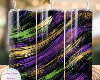 Mardi Gras Glitter Brush Strokes Skinny Tumbler Sublimação Design Download digital PNG Instantâneo SOMENTE DIGITAL, Fat Tuesday Tumbler Wrap