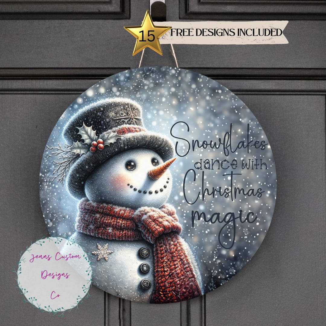 Snowman, Christmas Magic Sublimation Round Door Hanger Design PNG ...
