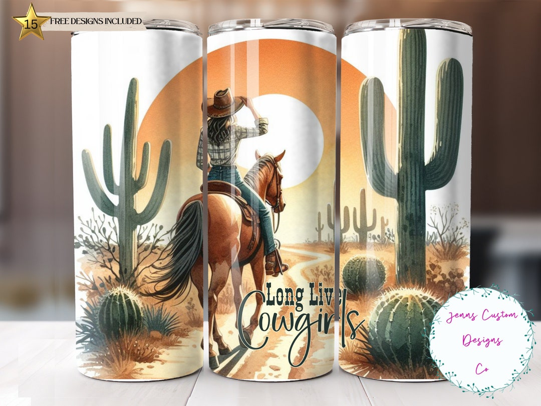 Western Cowgirl, Cactus Desert, Horse 20 Oz Skinny Tumbler Sublimation ...