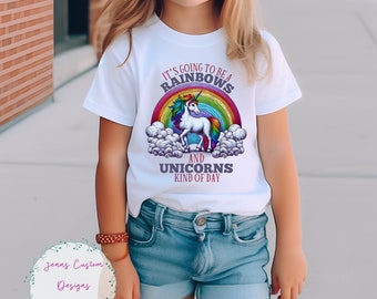 Regenbogen en eenhoorns soort dag, eenhoorn meisjesshirtontwerp, eenhoorn en regenboogshirt png, sublimatieontwerpen downloaden, png-bestand