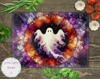 Spooky Season Ghost Cutting Board Design Download, Bird Cutting Board PNG, Cutting Board Printable PNG, Halloween Cutting Board PNG