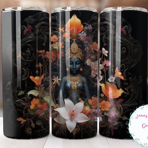 Hindu Meditation Idol 20 oz Skinny Tumbler Sublimation Design Digital Download PNG Instant DIGITAL ONLY, Straight Meditation tumbler wrap.