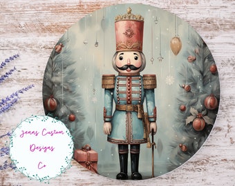 Traditional Pastel Color Nutcracker Sublimation Round Door Hanger Design PNG, Sublimation Design for 12 Inch Round, Digital Download ONLY