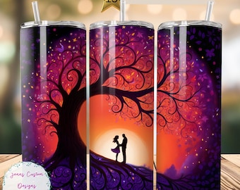 Couple In Love 20 oz Skinny Tumbler Sublimation Design Digital Download PNG Instant DIGITAL ONLY, Valentine's Day Straight tumbler wrap.