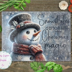 Snowman, Christmas Magic Cutting Board Design Download, Christmas Cutting Board PNG, Cutting Board Printable PNG, Snowman Cutting Board PNG