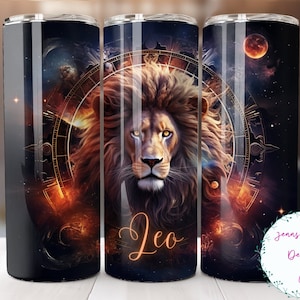 Leo Zodiac Sign 20 oz Skinny Tumbler Sublimation Design Digital Download PNG Instant DIGITAL ONLY, Straight Leo Horoscope tumbler wrap.