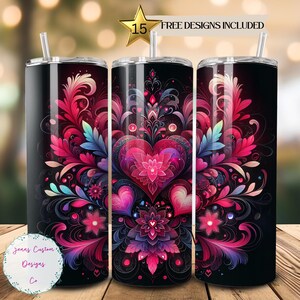 Valentine&#39;s Day Hearts Skinny Tumbler Sublimation Design Digital Download PNG Instant DIGITAL ONLY, Valentine&#39;s Day Tumbler Wrap
