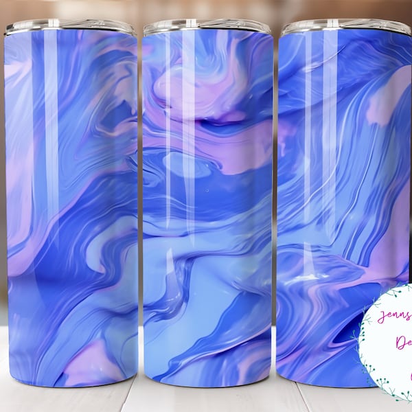 Pink and Blue Abstract Paint Spill 20 oz Skinny Tumbler Sublimation Design Digital Download PNG Instant DIGITAL ONLY, Straight tumbler wrap.