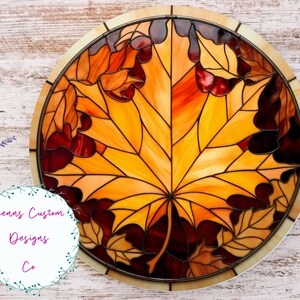 Herbst Ahornblatt Sublimation Runde Türhänger Design PNG, Sublimationsdesign für 12-Zoll-Runde, NUR digitaler Download, runder Herbst PNG