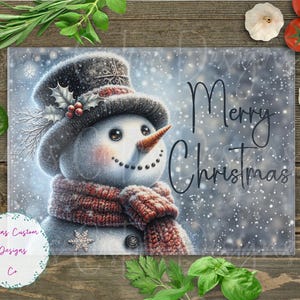 Snowman Merry Christmas Cutting Board Design Download, Bird Cutting Board PNG, Cutting Board Printable PNG, Christmas Cutting Board PNG