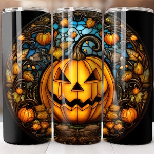 Halloween Jack O Lantern, Pumpkin 20oz Skinny Tumbler Sublimation Design Digital Download PNG Instant DIGITAL ONLY, Straight tumbler.