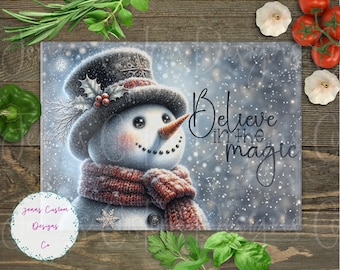 Snowman, Believe in the Magic Cutting Board Design Download, Christmas Cutting Board PNG, Cutting Board Printable PNG, Cutting Board PNG