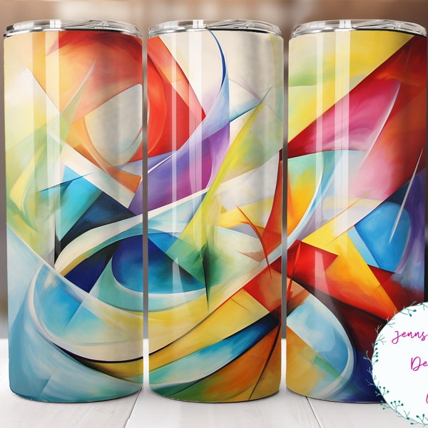 Colorful Abstract Pattern 20 oz Skinny Tumbler Sublimation Design Digital Download PNG Instant DIGITAL ONLY, Straight Fun Abstract tumbler.