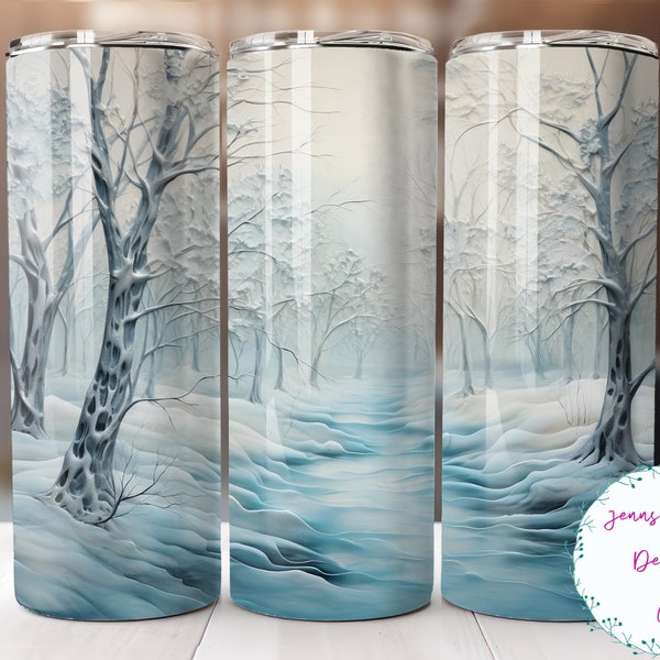 Snow Covered Trees, Winter Landscape 20oz Skinny Tumbler Sublimation Design Digital Download PNG Instant DIGITAL ONLY, Straight tumbler wrap