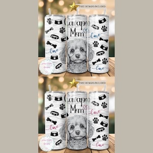 Cavapoo Dog Mom 20 oz Skinny Tumbler Sublimation Design Descarga digital PNG Instant DIGITAL SOLAMENTE, Dog Lover Tumbler Wrap