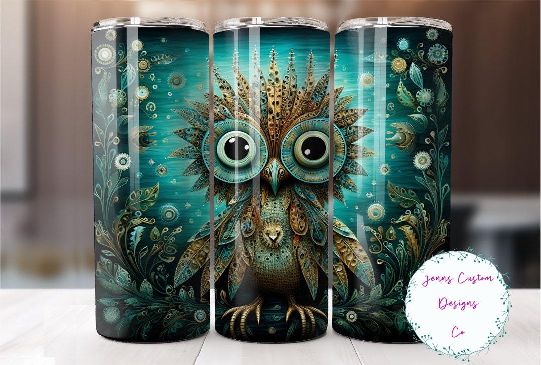 Colorful Owl 20 Oz Skinny Tumbler Sublimation Design Digital Download ...