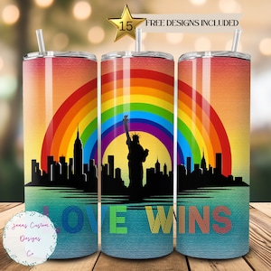 Gay Pride Love Wins, Rainbow Pride 20 oz Skinny Tumbler Sublimation Design Digital Download PNG Instant Digital ONLY, LGBTQ Tumbler Wrap