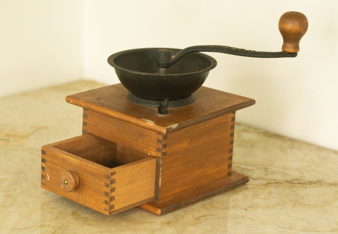 antique-whc-cast-iron-and-wood-hand-crank-coffee-grinder-etsy
