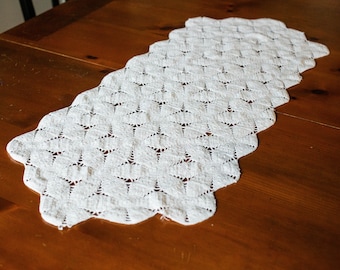 White Vintage Doily or Table Runner White Embroidered