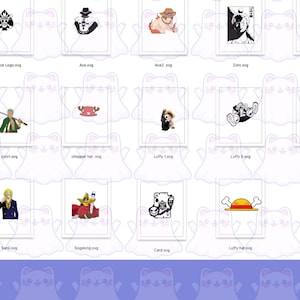 One Piece Hoch detaillierte Schnittdateien -16 SVG und PNG Bundle für Cricut und Silhouette Anime SVG