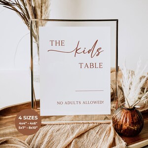 Kids Table Sign Template, Kids Table Wedding Sign, Custom Kids Activities Table Sign, Printable Reception Sign, Custom Signs for Wedding