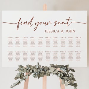 Landschaft Hochzeit Sitzplan Vorlage, bearbeitbares Sitzplan Zeichen, druckbares Tisch Sitzschild, Boho Sitzplan Bord, Canva Vorlage