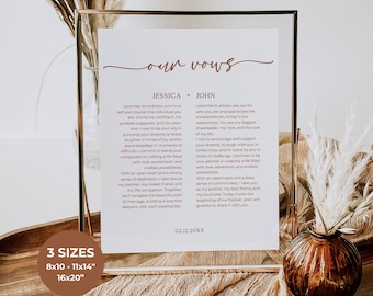 Wedding Vows Print Template | Printable Wedding Vows Gift | Editable Framed Vows | Wedding Anniversary Gift | Wedding Vow Wall Art | Canva