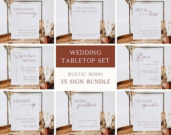 Wedding Sign Template Bundle, Editable Wedding Table Signs, Tabletop Wedding Signage, Digital Wedding Signs, Minimalist Wedding Templates