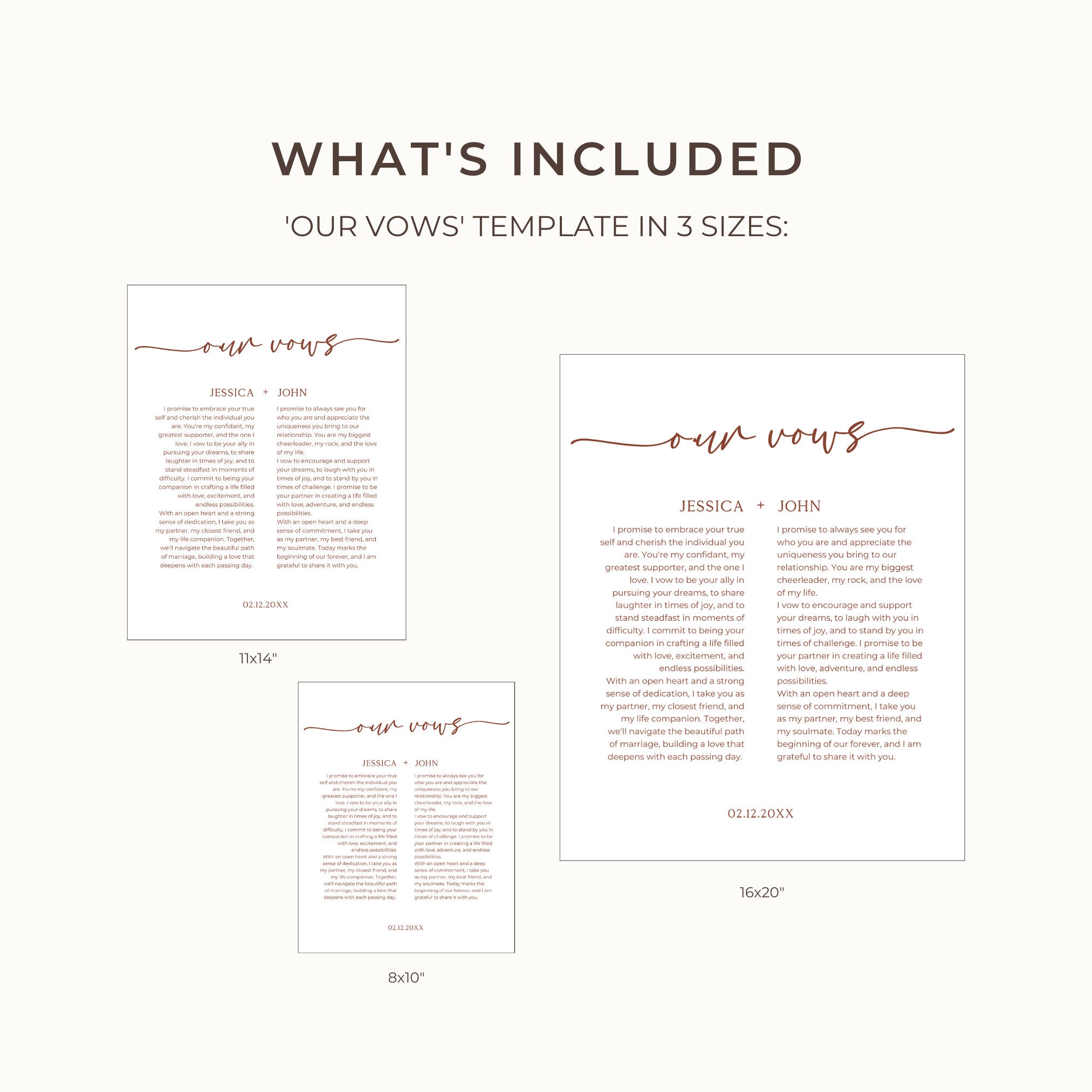 Wedding Vows Print Template Printable Wedding Vows Gift Editable Framed