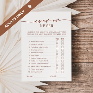 Adults Ever or Never Bachelorette Game Template, Editable Bachelorette Party Games, Bachelorette Weekend Game, How Well Do You Know Game