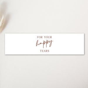 Modello di fazzoletti per matrimoni, involucro di fazzoletti modificabile Happy Tears, copertina in tessuto tascabile stampabile, porta fazzoletti personalizzato, per il tuo involucro di Happy Tears