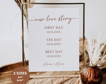 Our Love Story Sign Template | First Day, Yes Day, Best Day Printable | Personalized Wedding Welcome Sign | Wedding Reception Table Sign