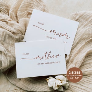 Plantilla de tarjeta del día de la boda, para mi mamá, para mi madre, tarjeta de nota plegable, tarjeta de boda minimalista, nota de boda editable, plantilla Boho Canva