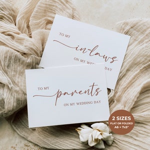 Modèle de carte de mariage, à mes parents, à mes beaux-parents, carte de correspondance pliable, carte de mariage minimaliste, note de mariage modifiable, modèle sur toile