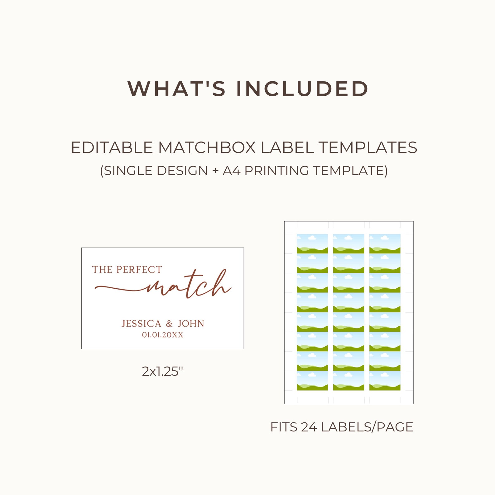 Matchbox Label Template, Editable Wedding Favor Stickers, Custom ...