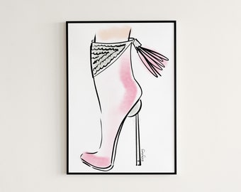 Fashion Wall Art, Dressing Room Decor, Heel Print, Shoe Print, Fashion Poster, Footwear Art, High-heeled Print, Printable Wall A4 Designs