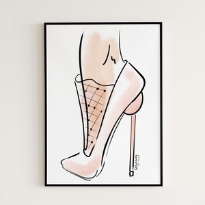 Fashion Wall Art, Dressing Room Decor, Heel Print, Shoe Print, Fashion Poster, Footwear Art, Bridal Heel Print, Printable Wall A4 Designs