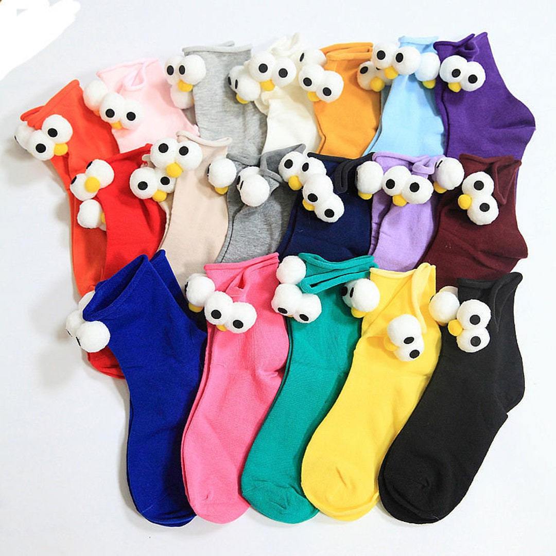 Cute Cartoon Eyes Cotton Socks Funny Socks Cotton Socks & Etsy