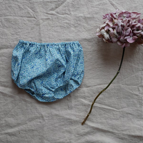 Bloomers Lou in Liberty London fabric Katie and Millie Blue.